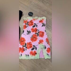 White Fox Boutique Floral Mini Dress - Pink and Red XS